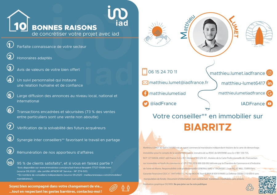 Communication Visuelle DQ WEB & DESIGN Création d'un flyer pour Matthieu LUMET IAD FRANCE